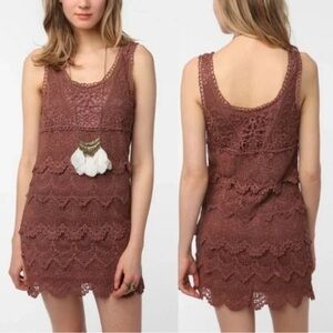 Staring at Stars Crochet Lace Dress in Mauve